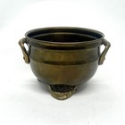 3 Footed Brass Planter Pot W handles  Vintage Made In India