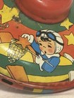 Pump Tin Spinning Top Toy Boy Flying Plane Lithograph C1950s Vintage Works
