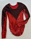 Ozone Gymnastics Leotard Competition Red Sequin Bling Shimmer Bodysuit Gk Sz Axs
