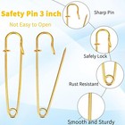 50 Pcs 3 Inch Large Safety Pins Heavy Duty For Blankets And Clothes - Gold