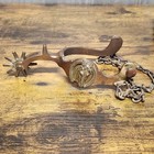 Antique Horse Head Western Spurs Star Mark August Buermann Era Bronze Toned