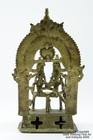 Indian Bronze Jain Shrine  Two Figures  Cobra   Deer  Mandorla  17 18th Century