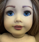 American Girl Doll Ooak Custom Wig Blue Eyes Face Up Makeup Red Brown Auburn