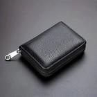 Rfid Blocking Credit Card Holder Wallet Zipper Coin Pocket Slim Case 1pc Black