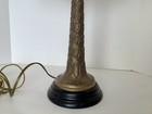 Vintage Hollywood Regency Brass Table Lamp Black Shade Dual Light