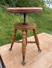 Antique Wood Piano Organ Stool Charles Parker Co Glass Claw Ball Feet Adjustable