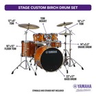 Yamaha Stage Custom Birch 5pc Drum Set W 22  Bd Honey Amber