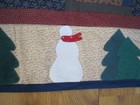 Christmas Small Applique Winter Snowman Quilt Table Tobber Log Cabin 40  X 33 
