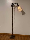 Antique Working Art Nouveau Floor Standing Wrought Cast Iron Bridge Lamp 53 5  H