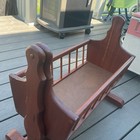 Vintage Wooden Baby Doll Crib Rocking Cradle Bassinet 25x14x21   