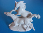 Vtg  White Porcelain Horses Figurine  1960 s German Democratic Republik  11594