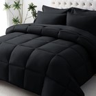 Queen Comforter Set  Ultra-soft Bed In A Bag Queen Size 7 Queen 88  88   Black