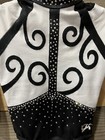 New Gk Elite Competition Leotard Gymnastics Rhinestone Black white Mesh  Cm