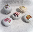 Mixed Lot Of  5  Trinket Pill Boxes Porcelain Enamel Ceramic Vintage Set