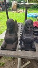 Nice Pair Of Antique 19th C Cast Iron Heavy French Andirons Firedogs Refurbished