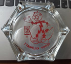 Vintage Reddy Kilowatt Hexagon Glass Ashtray