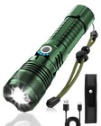 High Lumens Green Led Tactical Flashlight - Rechargeable  5 Modes  Zoomable  Wat