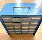 Vintage Blue Metal 20 Drawer Cabinet Organizer Small Parts Bin