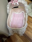 Vintage Wicker Baby Doll Bassinet Crib Basket