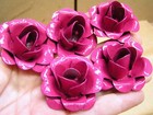Five Pink Metal Roses  Flowers For Crafts  Embellishments And Accents  Magenta
