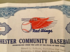 Vtg Rochester Community Baseball Stock Certificate Cover Letter Signed Paycheck