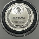 Vintage Alabama State Proof Coin Sterling Silver Rare Collector Round Art Medal