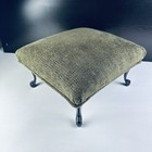 Vintage Foot Stool Ottoman Metal Legs Green Fabric 14 X 14 X 9