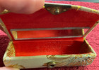 Vintage Gold Tone Floral Filigree Lipstick Case Holder With Mirror Black Velvet