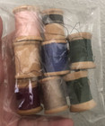 Lot 8 Vtg Small Wood Coats   Clark Star Talon Corticelli Thread Spools  Sewing A