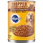 Pedigree Chopped Ground Dinner Wet Dog Food Real Beef Bacon Cheese  12 Cans 22oz