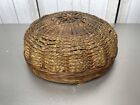 Vintage Basket Round Woven Wicker Storage Basket Country Rustic Decor