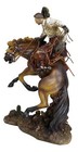 Rustic Western Cowboy With Hat And Rope On Rearing Bronco Horse Rodeo Figurine