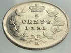 1881 H Canada Small Five Cents Queen Victoria Circulated 5 Silver Coin Ngs041