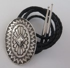 Large   Heavy High Quality Sterling Silver Radiant Southwestern Bolo Tie
