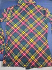 Nwt Vtg 1970 s Disco Retro Striped Abstract Nylon Knit Button Down Shirt  5fb