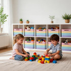 5 Pack Rainbow Woven Storage Baskets For Shelves  Decorative Toy Baskets Organiz