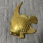 Vintage Set Of 3 Solid Brass Tropical Angel Fish D  cor Wall Hangings India