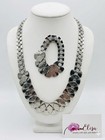 Elisa Silver Necklace  Bracelet   Earrings Jewelry Set  stainless Steel 