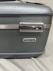 Vintage American Tourister Luggage Cosmetic Hard Train Case Blue Gray Keys