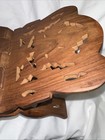 Vintage Hand Carved Teak Wood Folding Cookbook Holder Bible Book Display Stand