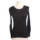 Vintage 90s Chanel Sweater Black Cotton Long Sleeve Top Cc Logo   Fr 40