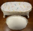 Badger Toys Vintage 1970s Wicker Lace Doll Cradle Rocking Bassinet