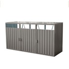 Outdoor Garbage Storage Bin Shed Stores 3 Trash Cans Metal Bin Shed For Yard