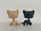 2pcs lot Lps Toys Littlest Pet Shop Yellow Black Short Hair Cat  733 2249 Figure