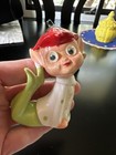 Vntg Pixie Elf Polka Dot Japan Pajama Elves Ceramic Winking   Googly Eyes Rare