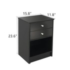 Black 2 Drawers End Table Bedside Nightstand Bedroom Storage Cabinet Night Stand