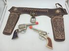 Vintage Hubley Western Diescast Cap Gun Pair Lot W  Leather Restless Gun Holster