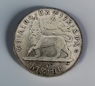 Ethiopia 1 Birr  1895 Menelik Ii     Rare African Crown Km    19 27 98gr A2178