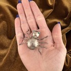 Vintage Southwestern Sterling Silver Spider Brooch Turquoise Eyes 9 7g