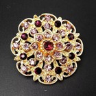 24pc Vintage Brooch Lot Mixed Alloy Rhinestone Crystal Pins Wedding Bouquet Diy